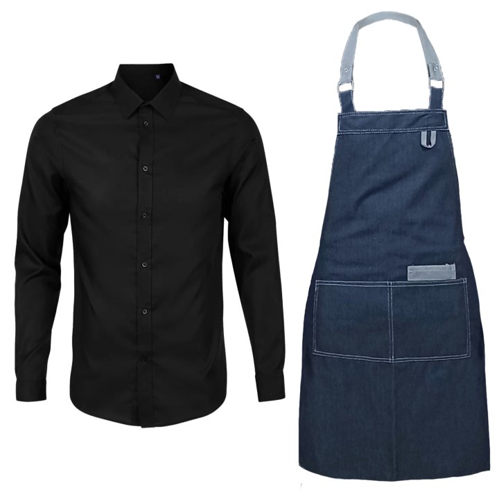 Kit professionale uomo Cameriere di sala per Camicia e Grembiule in 2 varianti Taglia unica made in italy