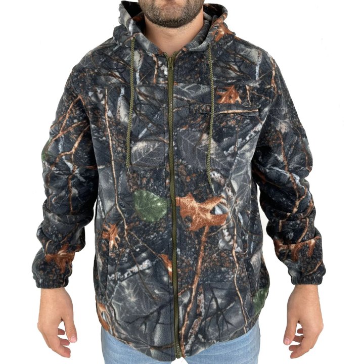 Maglione a giacca arancio bosco cacciatore pile invernale neve zip clima rigido cinghiale