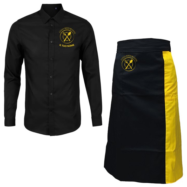 Kit Uomo con Grembiule e Camicia per Cameriere Sala e Bar disponibile in diverse taglie e colori made in italy