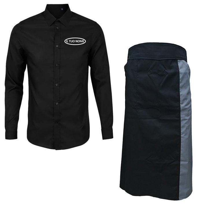 Kit Uomo con Grembiule e Camicia per Cameriere Sala e Bar disponibile in diverse taglie e colori made in italy