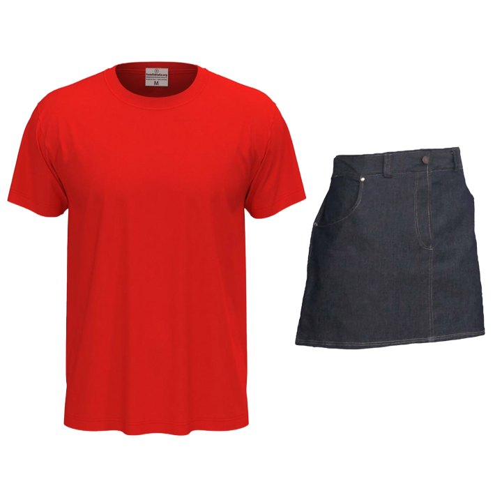 Kit Uomo con Grembiule davantino jeans corto e t-shirt per cameriere sala e bar made in italy