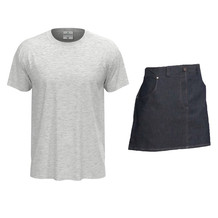 Kit Uomo con Grembiule davantino jeans corto e t-shirt per cameriere sala e bar made in italy
