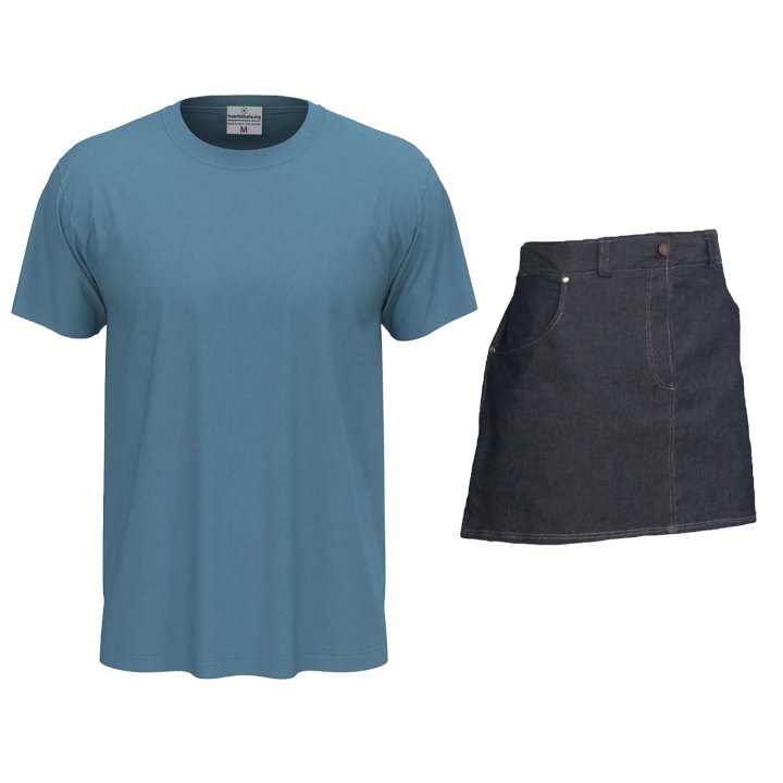 Kit Uomo con Grembiule davantino jeans corto e t-shirt per cameriere sala e bar made in italy