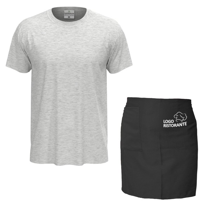 Kit Cuoco Personalizzabile per Cucina con Grembiule Corto e T-shirt in Cotone