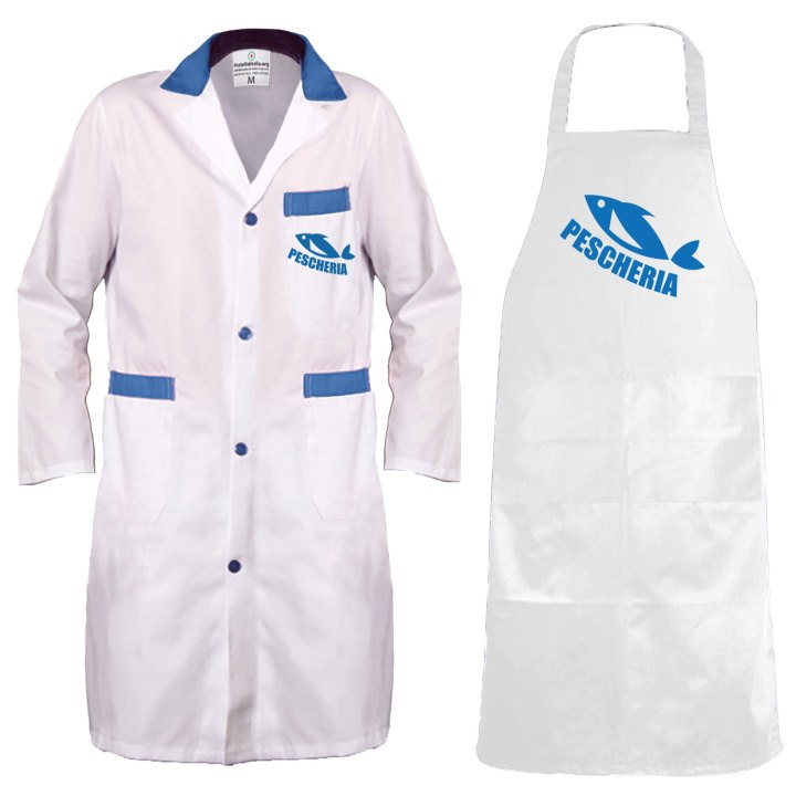 Kit Divisa Uomo supermercato Camice e grembiule Ideale per salumerie laboratori macellerie made in italy