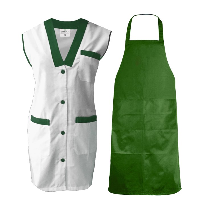 Kit da lavoro donna con camice e grembiule caseifici laboratori  mozzarella latteria supermercati Personalizzabile