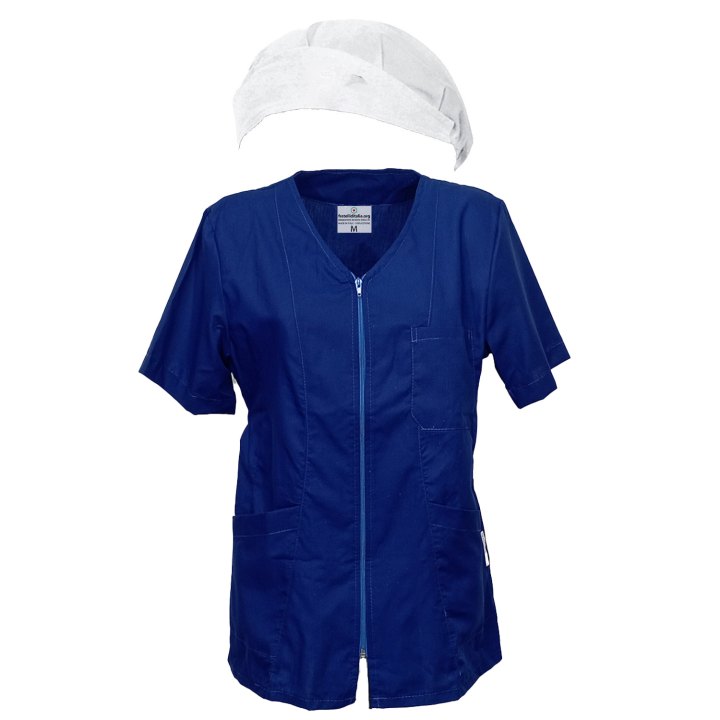 Completo camice grembiule Pulizie lavoro estetista infermiera oss Cuffia e Casacca Zip da Donna vari colori made in italy