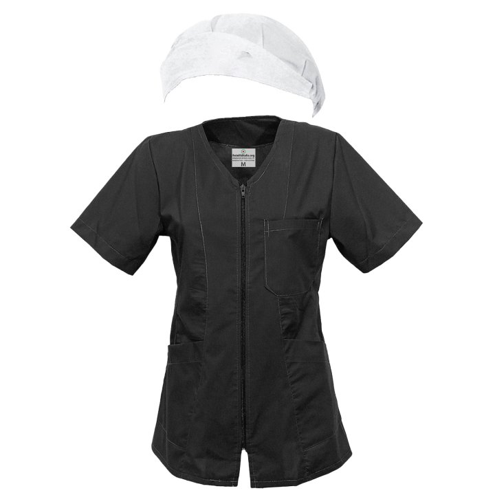Completo camice grembiule Pulizie lavoro estetista infermiera oss Cuffia e Casacca Zip da Donna vari colori made in italy