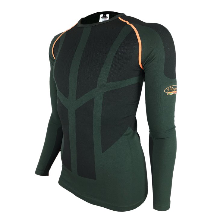 Maglia Termica a Compressione Senza Cuciture 5 Verde e Arancio