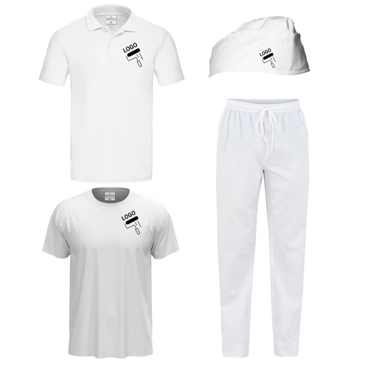 Kit imbianchino con t-shirt Polo Pantalone e Cappello disponibile in varie taglie e 2 colori