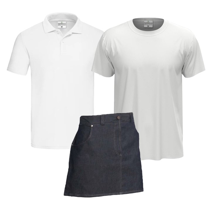 Kit Uomo Include un grembiule corto in jeans una polo e una t-shirt per Fioraio varie taglie e colori