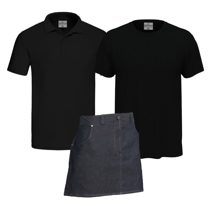 Kit Uomo Include un grembiule corto in jeans una polo e una t-shirt per Fioraio varie taglie e colori