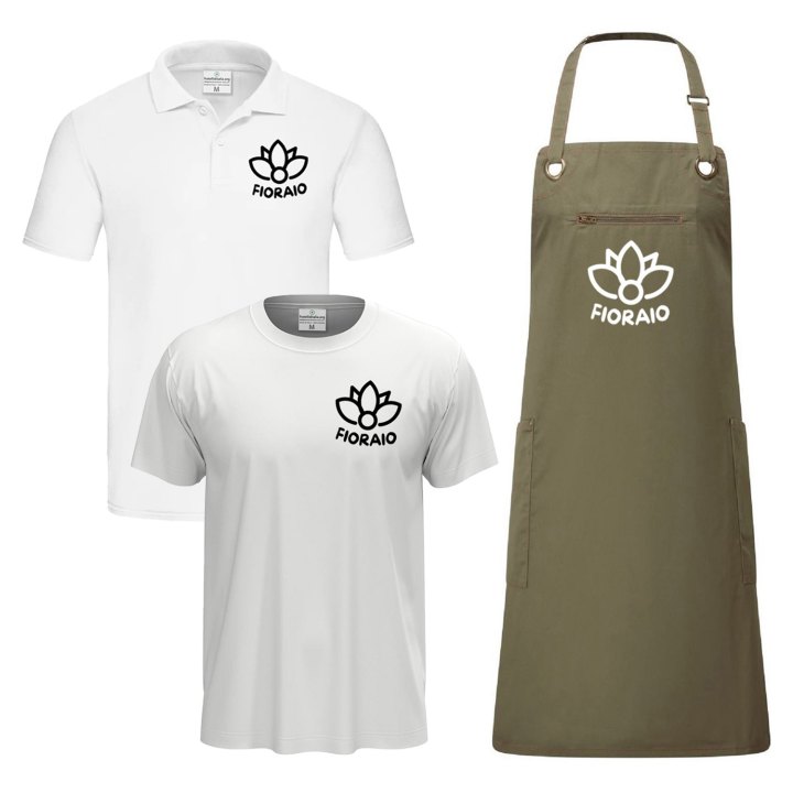 Kit Fioraio Uomo T-shirt  Polo Grembiule disponibili in diverse misure e colori