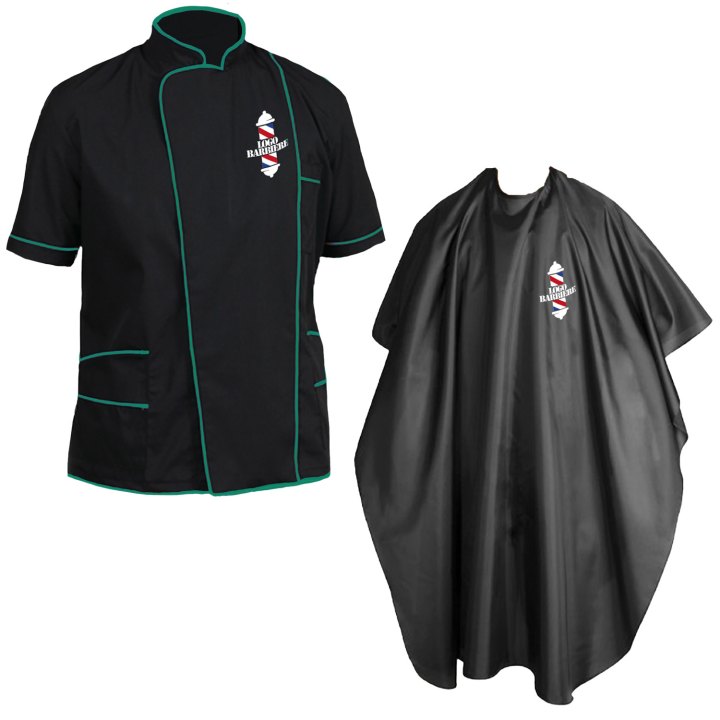 Kit Barbiere Parrucchiere con Casacca e Mantella - Personalizzabile con Nome e Logo