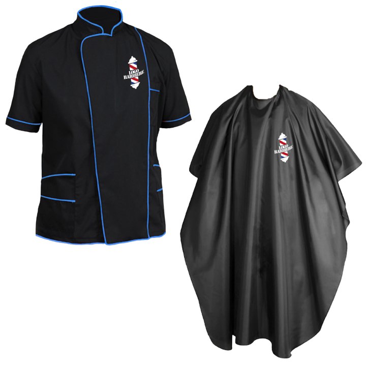 Kit Barbiere Parrucchiere con Casacca e Mantella - Personalizzabile con Nome e Logo