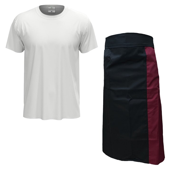 Kit con Grembiule e t-shirt per barista e cameriere made in italy Disponibile in diverse taglie e colori