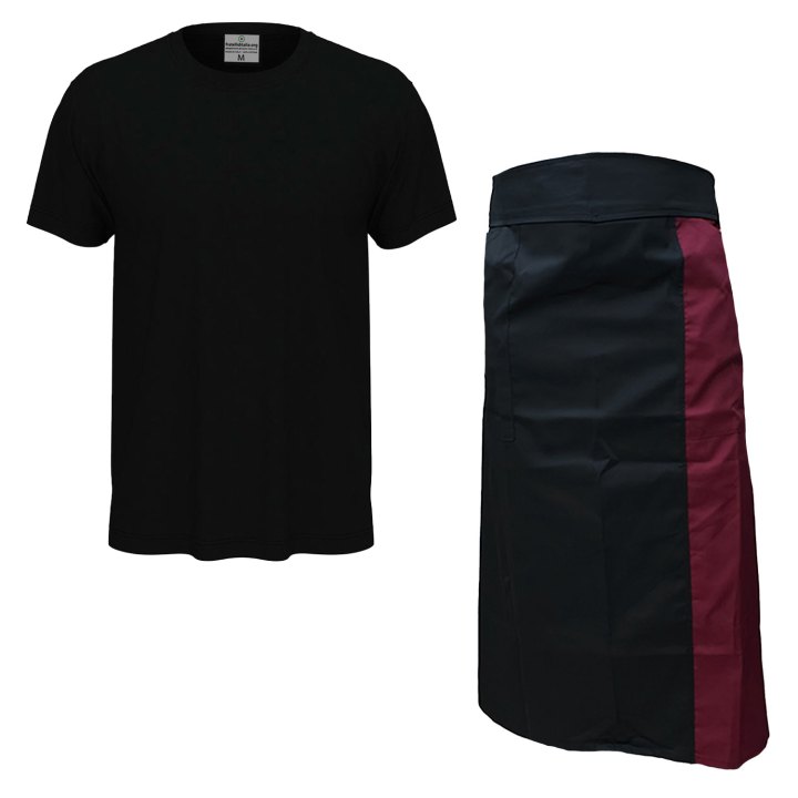 Kit con Grembiule e t-shirt per barista e cameriere made in italy Disponibile in diverse taglie e colori