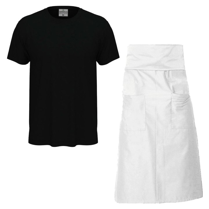 Kit con Grembiule e t-shirt per barista e cameriere made in italy Disponibile in diverse taglie e colori