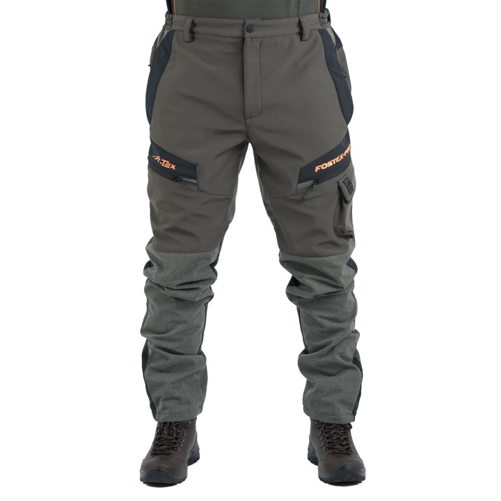 Pantalone softshell caccia cinghiale arancione tecnico tasche sporivo
