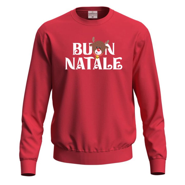 Felpa maglia maglione unisex BUON NATALE maniche lunghe regalo feste dono uomo donna