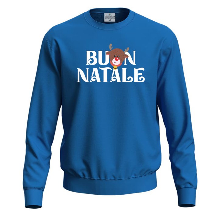 Felpa maglia maglione unisex BUON NATALE maniche lunghe regalo feste dono uomo donna