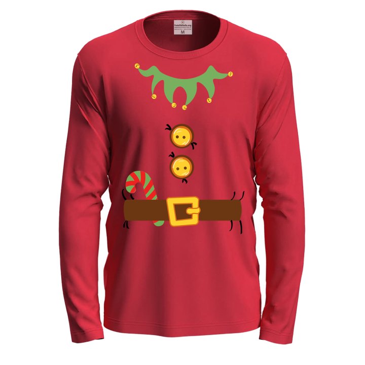T-shirt maglietta natalizia manica lunga unisex Babbo Natale Biscotto ed Elfo abbigliamento Natalizio regalo
