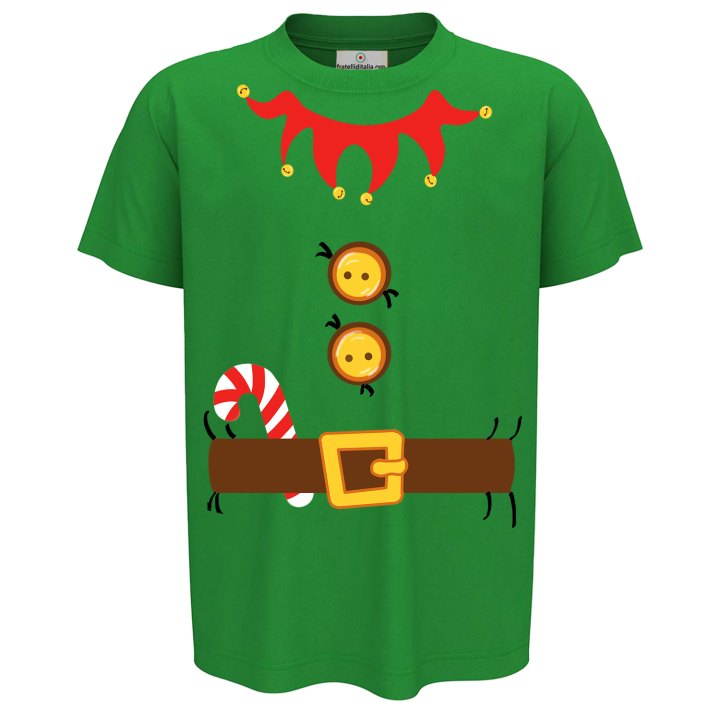 T-Shirt maglia mezza manica bambino girocollo Babbo Natale elfo infanzia abbigliamento Natalizio bambini