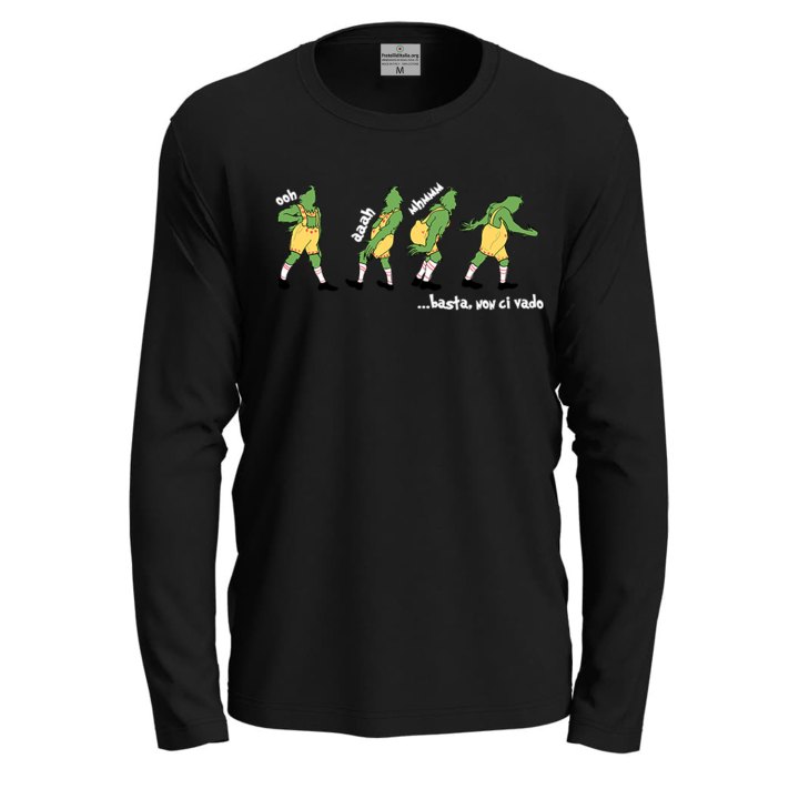 Maglietta girocollo manica lunga cotone fumetto Natale unisex stampa natalizia uomo donna