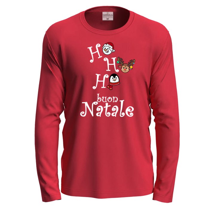 Maglietta girocollo manica lunga cotone unisex vigilia Natale uomo donna