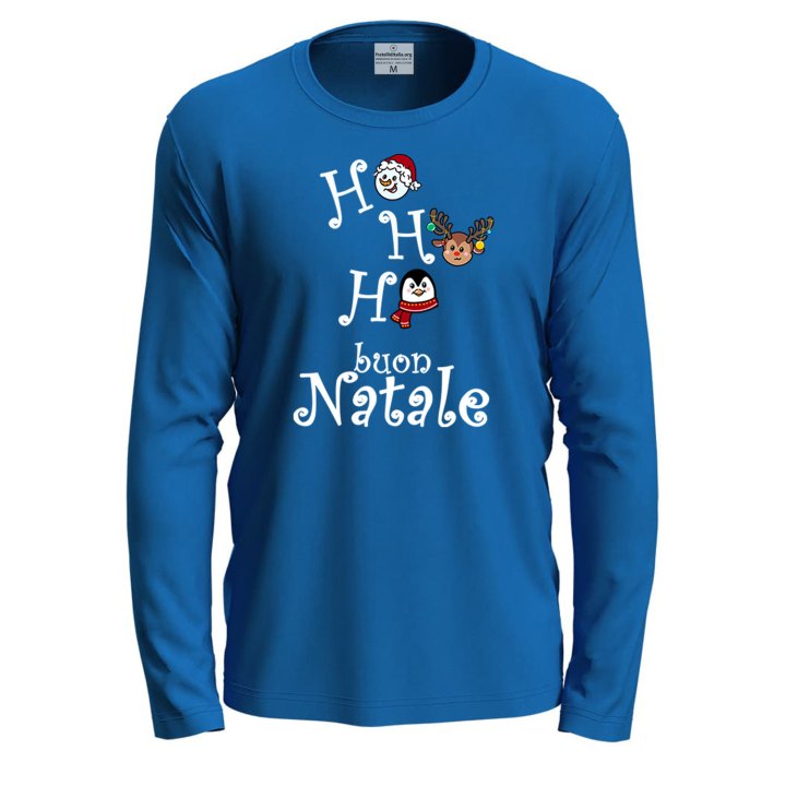 Maglietta girocollo manica lunga cotone unisex vigilia Natale uomo donna