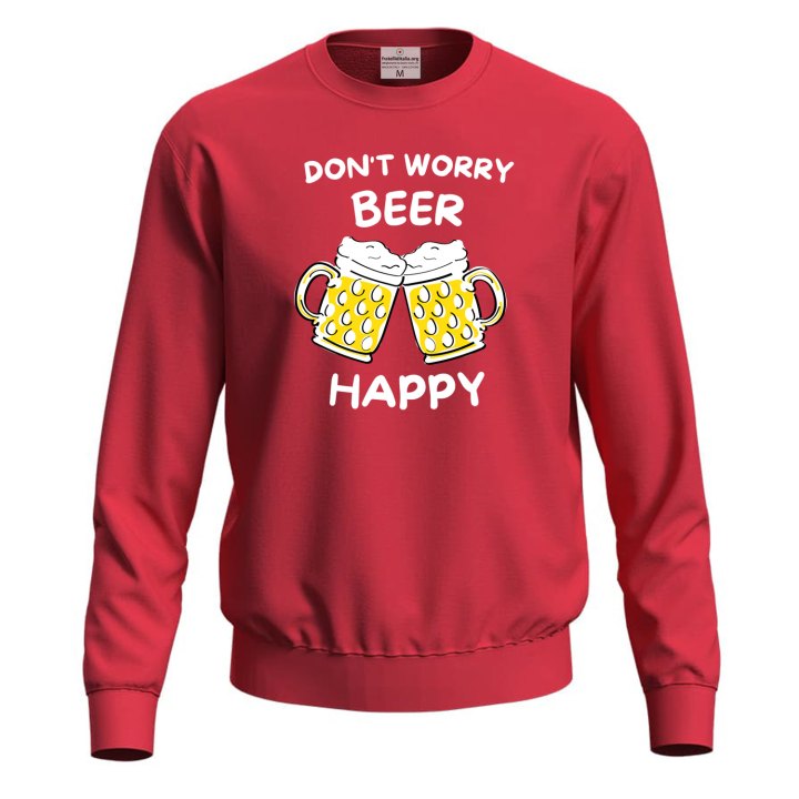 Felpa maglia unisex per barista BEER HAPPY birra birreria divertente uomo donna
