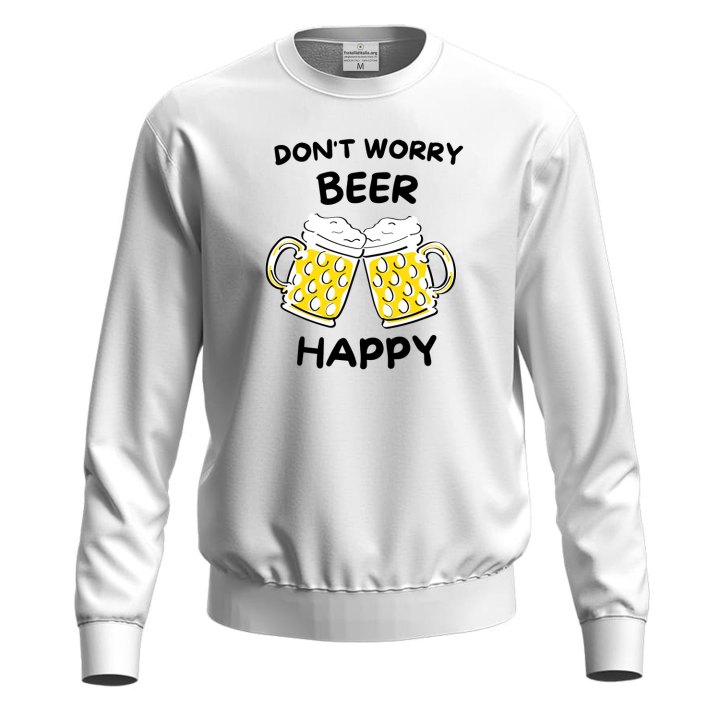 Felpa maglia unisex per barista BEER HAPPY birra birreria divertente uomo donna