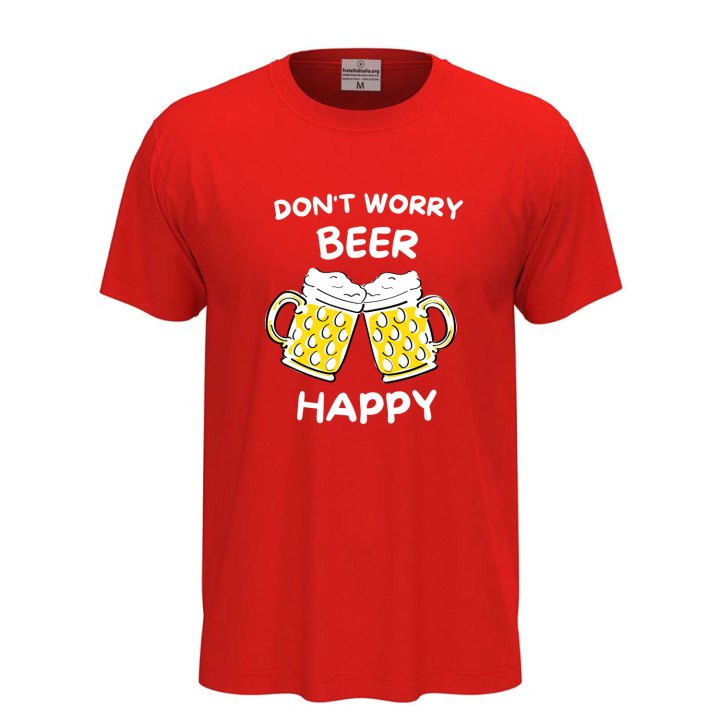 T-shirt classica mezza manica BEER HAPPY estiva birra fest birrificio stampa
