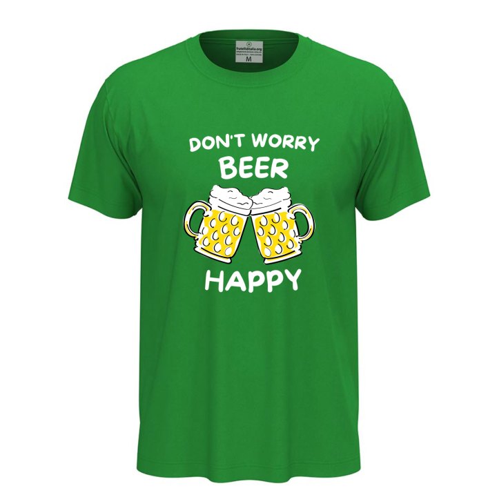 T-shirt classica mezza manica BEER HAPPY estiva birra fest birrificio stampa
