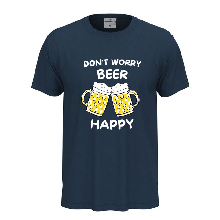 T-shirt classica mezza manica BEER HAPPY estiva birra fest birrificio stampa