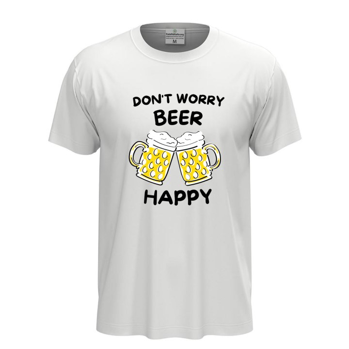 T-shirt classica mezza manica BEER HAPPY estiva birra fest birrificio stampa