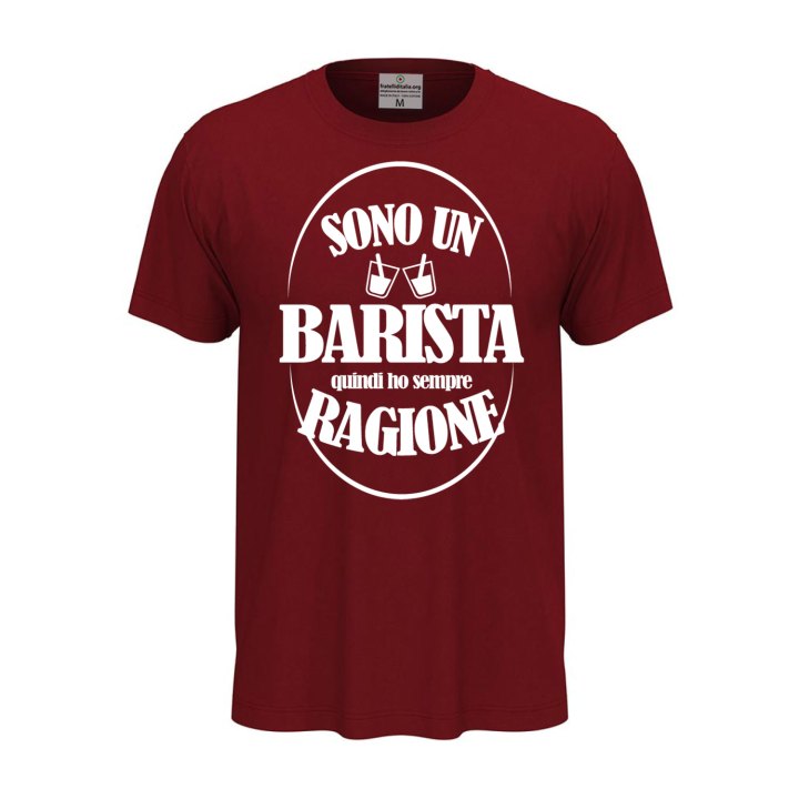 T-shirt classica mezza manica IL BARISTA HA SEMPRE RAGIONE idea regalo idee regalo