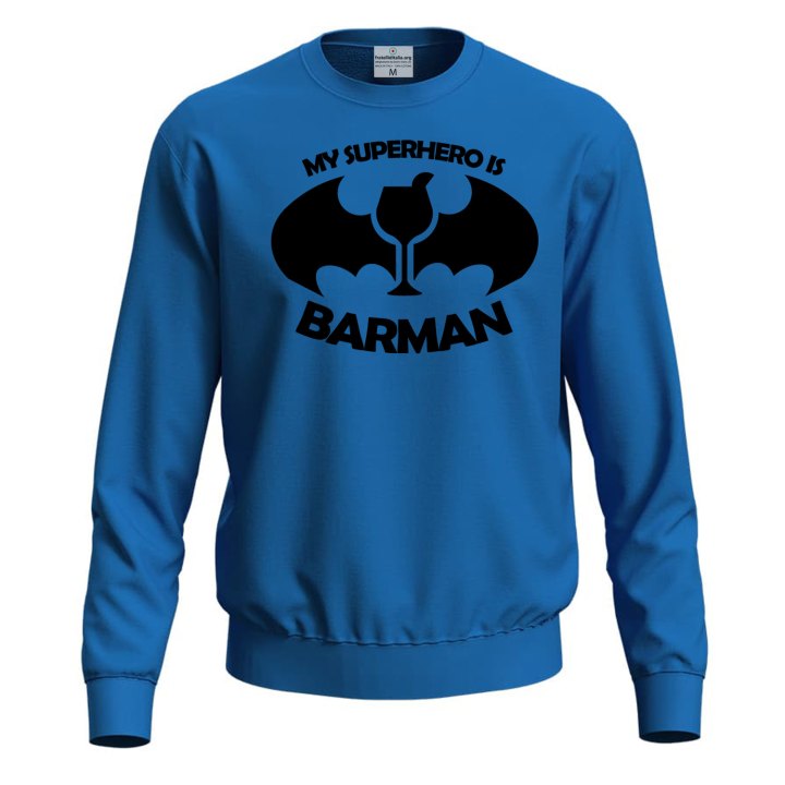 Felpa maglia con stampa BARMAN unisex per barista moda lavoro caffe' vineria birreria idea regalo uomo donna