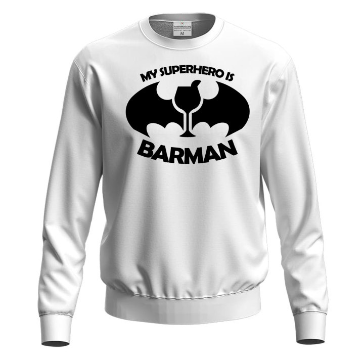 Felpa maglia con stampa BARMAN unisex per barista moda lavoro caffe' vineria birreria idea regalo uomo donna