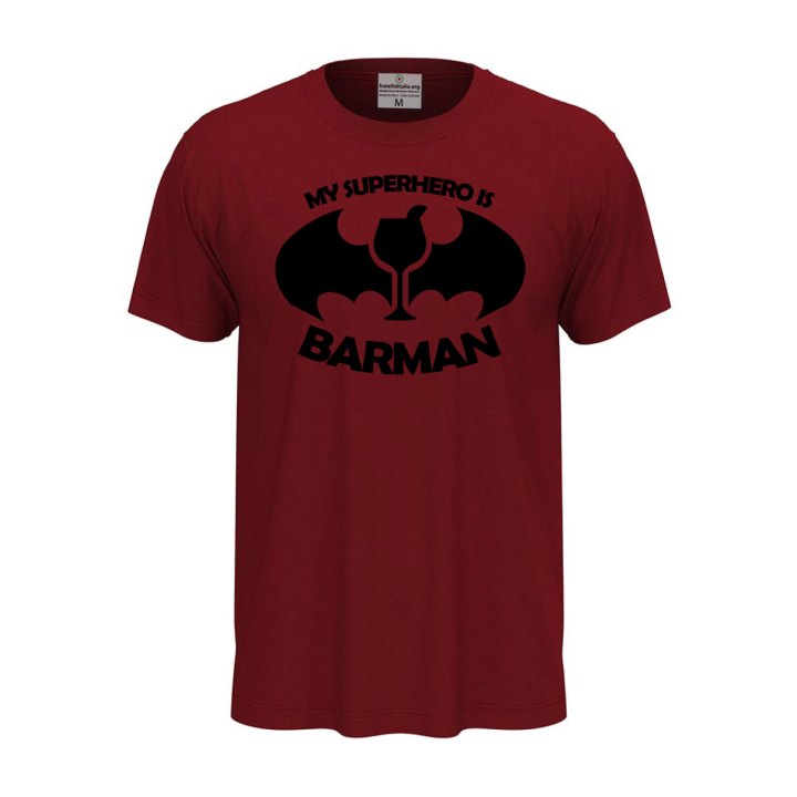 T-shirt maglia mezza manica con Stampa DTF BARMAN cartoni personaggi fumetti bar caffetteria idea regalo