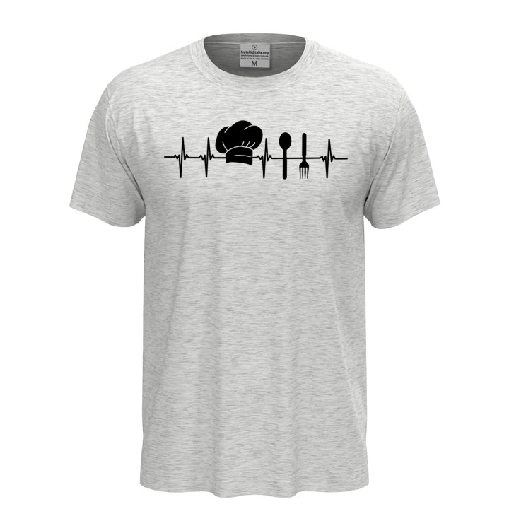 T-shirt maglia mezza manica con stampa DTF "Battito da cuoco", per uomo e donna chef