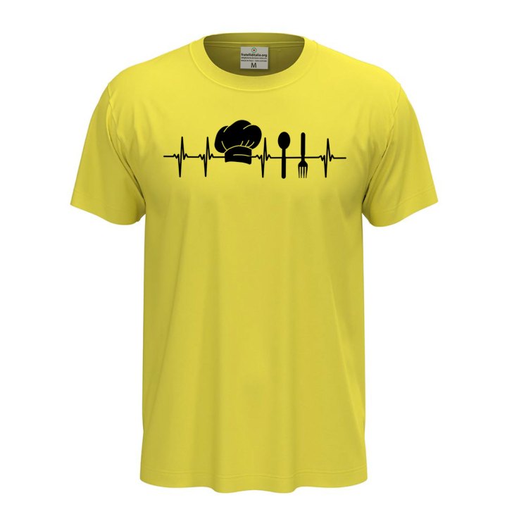 T-shirt maglia mezza manica con stampa DTF "Battito da cuoco", per uomo e donna chef