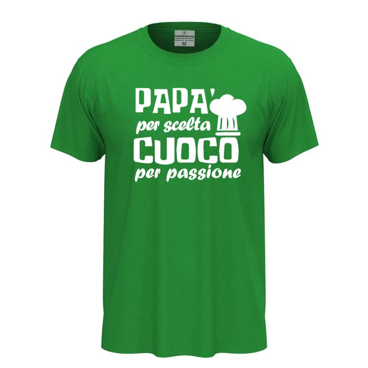 T-shirt classica mezza manica con stampa DTF Papa' Cucina festa del papa' chef cuoco maglia