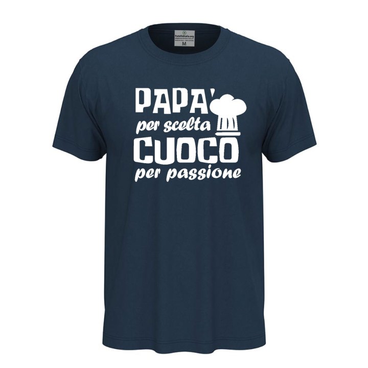 T-shirt classica mezza manica con stampa DTF Papa' Cucina festa del papa' chef cuoco maglia