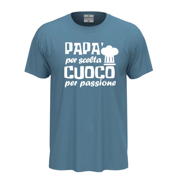 T-shirt classica mezza manica con stampa DTF Papa' Cucina festa del papa' chef cuoco maglia
