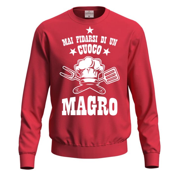 Felpa maglia unisex "Cuoco Magro" cotone con stampa Idea regalo originale chef cucina ristorante bar