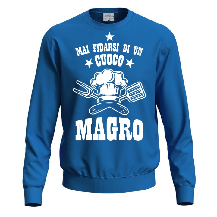Felpa maglia unisex "Cuoco Magro" cotone con stampa Idea regalo originale chef cucina ristorante bar