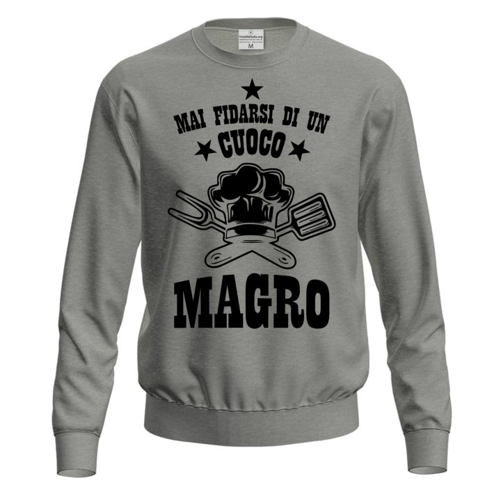 Felpa maglia unisex "Cuoco Magro" cotone con stampa Idea regalo originale chef cucina ristorante bar