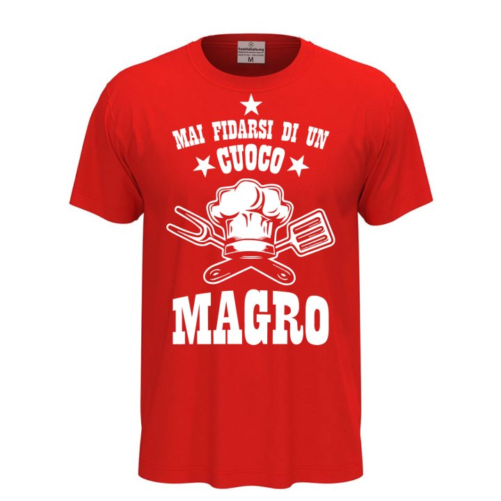 T-shirt maglia mezza manica con stampa DTF "Cuoco Magro" ristorante bar pizzeria abiti da lavoro idea regalo