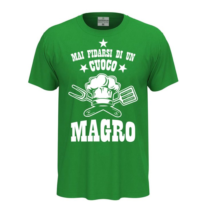 T-shirt maglia mezza manica con stampa DTF "Cuoco Magro" ristorante bar pizzeria abiti da lavoro idea regalo